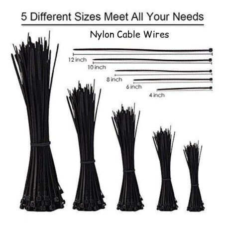 4, 6, 8, 10, 12 Inch Nylon Cable Ties Zip Wire Organizer Ties, Zip Ties, Cable Organizer, 50 Pieces Each Size Combo - Black