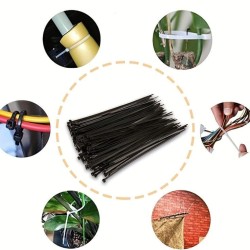 4, 6, 8, 10, 12 Inch Nylon Cable Ties Zip Wire Organizer Ties, Zip Ties, Cable Organizer, 50 Pieces Each Size Combo - Black